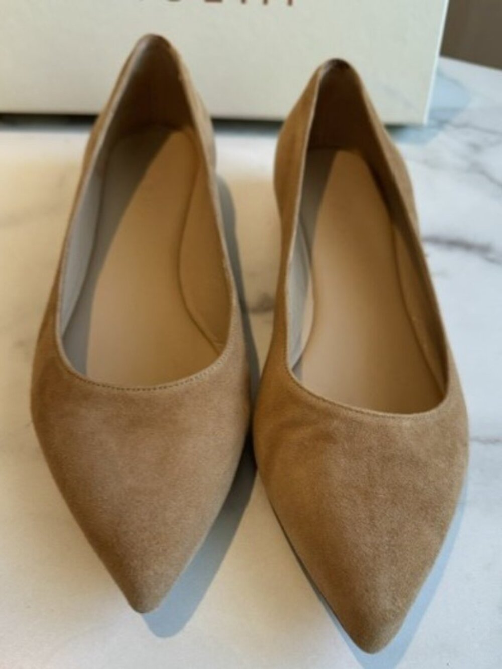M.Gemi The Esatto Flat Cappuccino Suede Pointed Toe - Size 39